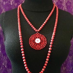Handmade Houston Rockets 60” Red Crystal Necklace